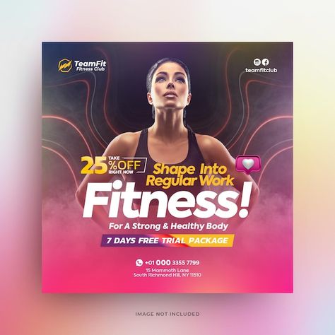 Fitness Event Poster, Fitness Banner Design, Premium Social Media Design, Fitness Social Media Design, Gym Social Media Design, Fitness Poster Design, Gym Poster Design, Gym Ads, Fitness Social Media Post