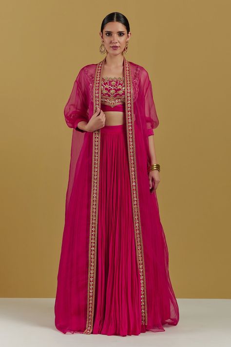 Shop for these amazing collections of Magenta Crepe Plain Pleated Lehenga Skirt For Women by Ikshita Choudhary online at Aza Fashions. Pleated Lehenga, Trendy Outfits Indian, Crop Top Skirt Set, Embroidered Crop Tops, Lehenga Skirt, Indian Dresses Traditional, Top Skirt Set, Ethnic Outfits, Party Wear Indian Dresses