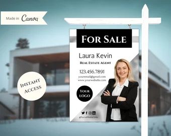 Real estate for sale signs | Etsy For Sale Template, Canva Real Estate, Real Estate Yard Signs, Realtor Signs, Sale Signs, Medical Brochure, Sale Template, Real Estate Sign Design, Real Estate Signs