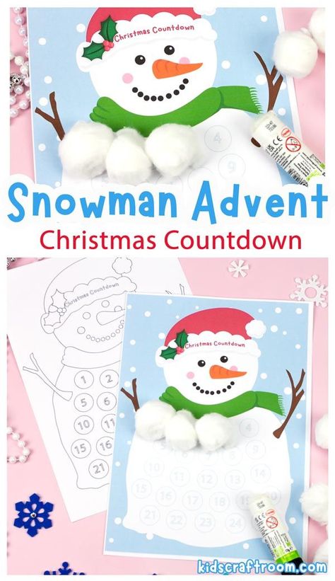 Kids will love this adorable Snowman Advent Calendar. Countdown to Christmas by gluing a cotton ball on to his tummy everyday! Snowman Advent Calendar, Snowman Countdown To Christmas, Count Down To Christmas For Kids, Countdown Calendar For Kids, Christmas Countdown Crafts, Summer Preschool Crafts, Spring Crafts Preschool, Easy Preschool Crafts, Winter Crafts Preschool