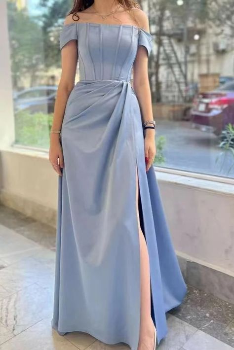 1 new message Dusty Blue Dress Formal, Dusty Blue Bridesmaid Dress, Colour Names List, Dusty Blue Dress, Dusty Blue Bridesmaid, Split Prom Dresses, Prom Dresses 2023, Blue Bridesmaid Dress, Dress With Pleats