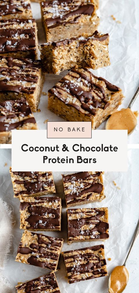 Energy Bars Homemade Healthy No Bake, Healthy Backpacking Snacks, High Protein Granola Bars Homemade, Coconut Protein Bar, Recipes With Chocolate Protein Powder, Healthy Protein Bars Homemade, Protein Oat Bars, Chocolate Peanut Butter Protein Bars, Homemade Protein Bars