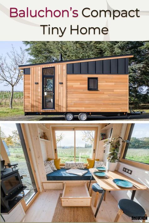 Baluchon’s Compact Tiny Home has Suspended Netting for an Additional Bed Tiny House Trailer Design, Tiny House Camping, 20 Ft Tiny House On Wheels, No Loft Tiny House On Wheels, Incredibox Tiny House, Tiny House On Wheels 2 Bedroom, Trailer Into Tiny House, Micro Tiny House Interior, Tiny Home Trailer Floorplan