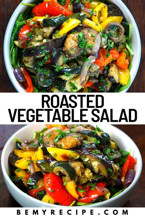 Roasted Vegetable Salad That Goes with Just About Anything Roasted Veggie Salad Recipes, Roast Veggie Salad, Vegetable Salad Ingredients, Roasted Zucchini Salad, Roasted Veg Salad, Veg Salad Recipes, Roasted Veggie Salad, Veggie Salad Recipes, Roasted Vegetable Salad