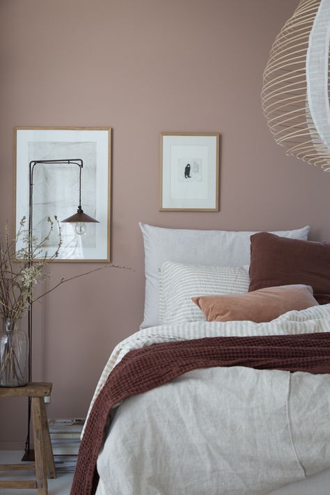 Dusty Pink Bedroom, Sweet Bedroom, Scandinavian Bedroom Decor, Pink Bedroom Walls, Bedroom Updates, Scandinavian Bedroom, Beautiful Bedroom, 아파트 인테리어, Bedroom Color Schemes