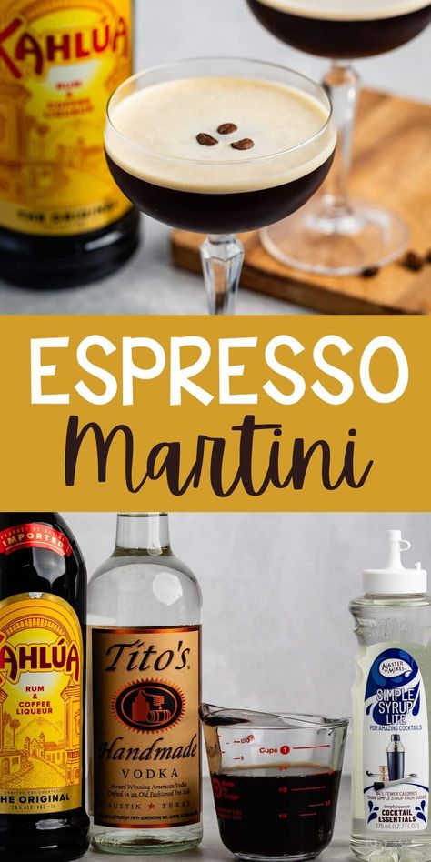 The BEST Espresso Martini Recipe in the entire world - this has easy ingredients and is SO good!! Espresso Martini Recipe Kahlua, Best Espresso Martini Recipe, Esspresso Martini, Coffee Martini Recipe, Best Espresso Martini, Martini Recipes Easy, Sweet Martini, Espresso Vodka, Kahlua Recipes