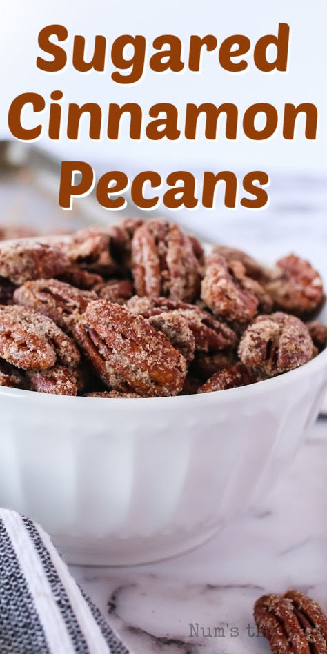 Are you looking for a snack that’s both sweet and crunchy? Look no further than Cinnamon Sugar Pecans! #numstheword #cinnamonsugarpecans #cinnamonpecans #cinnamonroastedpecans #cinnamonpecansrecipe #cinnamonsugaredpecans #sugaredcinnamonpecans #cinnamonglazedpecans #cinnamonsugarpecansrecipe #recipeforcinnamonpecans #buttercinnamonpecans Pecans Cinnamon Sugar, Cinnamon Sugar Roasted Pecans, Cinnamon Sugar Glazed Pecans, Sugar Coated Pecans Recipe, Sugar Cinnamon Pecans, Sugared Nuts Candied Pecans, Cinnamon Toasted Almonds, Cinnamon Coated Pecans, Cinnamon And Sugar Pecans