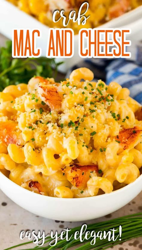 Immitation Crab Recipes, Crab Pasta Recipes, Lobster Mac N Cheese Recipe, Seafood Mac And Cheese, Crab Mac And Cheese, Easy Mac N Cheese, Best Mac N Cheese Recipe, Crab Meat Recipes, Creamy Crab