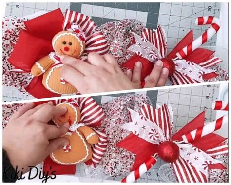 Gingerbread Christmas Decor Diy Crafts, Gingerbread Christmas Garland, Peppermint Garland Diy, Gingerbread Garland Ideas, Diy Gingerbread Garland, Gingerbread Wreath Diy, Gingerbread Garland Diy, Gingerbread Themed Christmas Decor, Gingerbread Tablescape