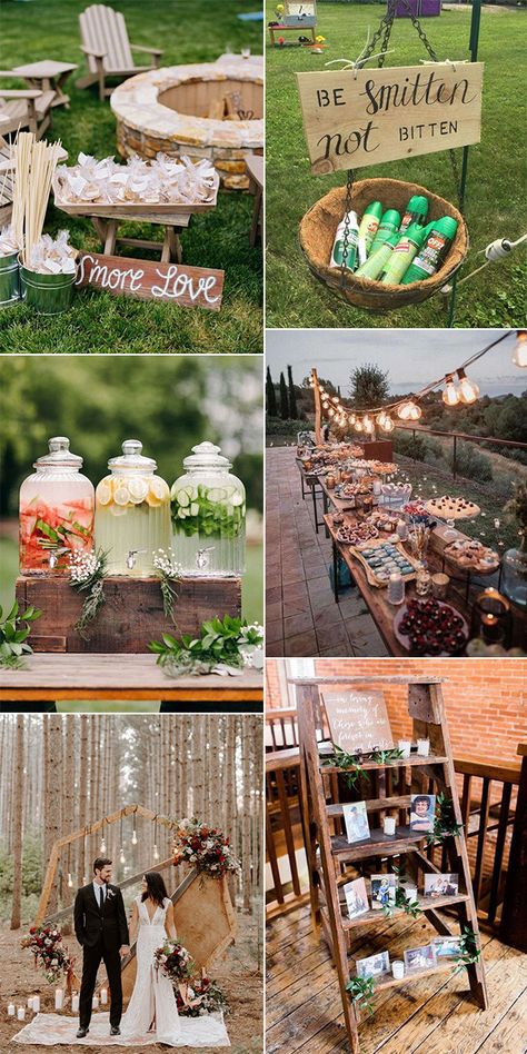 Backyard Country Wedding Reception, Vow Renewal Ideas 40 Years, Country Backyard Wedding Ideas, Rustic Outdoor Reception, Wedding At A Campground, Wedding Rustic Decoration Outdoor, November Backyard Wedding Ideas, Small Wedding Ideas Intimate Receptions, Very Small Intimate Wedding Ideas