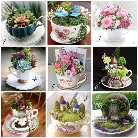 Discovering Enchanting Teacup Gardens – Teacup Tuesday, 26th May 2020 – Crafting with a Cup of Tea Teacup Fairy Gardens, Teacup Gardens How To Make, Teacup Succulent Diy, Teacup Art Project, Tea Cup Fairy Garden Ideas, Teacup Fairy Garden Ideas, Tea Cup Garden Ideas, Broken Cups Diy Ideas, Flower In Teacup