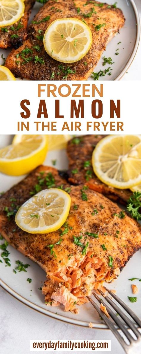 Air Fryer Recipes For Family, Frozen Meals In Air Fryer, Salmon In An Air Fryer, Easy Air Fry Salmon Recipes, Salmon Dinner Ideas Air Fryer, Frozen Air Fryer Recipes, Air Fryer Oven Salmon Recipes, Salmon Cooked In Air Fryer, Air Fryer Dinner For One