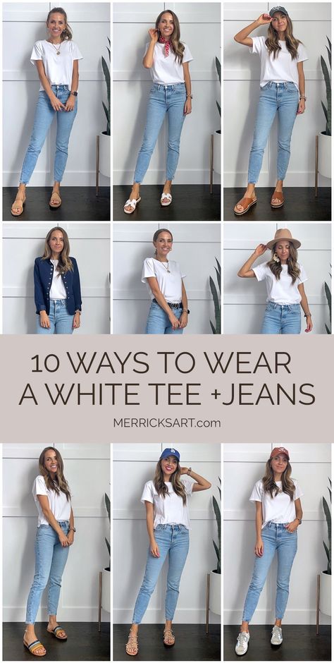 White Tshirt And Jeans Casual Looks, Jeans And White Tee Outfit, White Shirt And Jeans Outfit Casual, White T Shirt And Jeans Outfit, White Tee And Jeans Outfit, White Top And Jeans Outfit, White Shirt And Jeans Outfit, White Tshirt And Jeans, White Tees Outfit