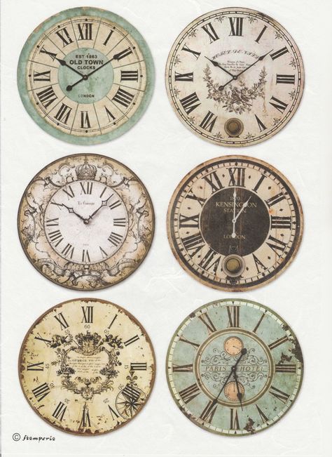 Rice Paper - Clocks Vintage Journaling Printables, Aesthetic Vintage Journal Stickers, How To Make Vintage Stickers, Vintage Paper Printable Stickers, Vintage Papers Printable, Diy Vintage Stickers, Journal Papers Printable, Journal Vintage Stickers Printable, Vintage Scrapbook Stickers Printable