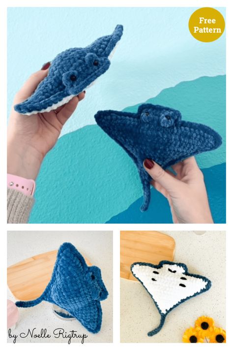 10+ Stingray Amigurumi Crochet Patterns - Page 2 of 3 Free Manta Ray Crochet Pattern, Amigurumi Stingray Free Pattern, Shrimp Crochet Pattern Free, Amigurumi Stingray, Stingray Crochet Pattern, Crochet Ray, Sting Ray Crochet, Crochet Manta Ray, Crochet Manta Ray Pattern Free