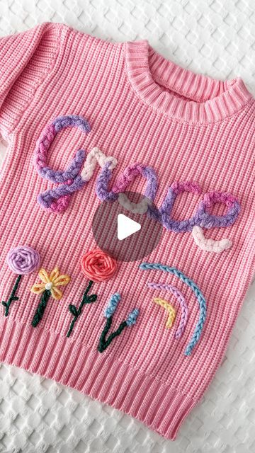 Knot just a knit on Instagram: "This one was so fun to make. A mixture of chenille yarn and a less chunky yarn to bring out more detail in the flowers 🌷 #embroidery #embroideryartist #childrenswear" Chenille Yarn, Flowers Embroidery, Chunky Yarn, The Flowers, Knot, Yarn, Bring It On, Embroidery, Knitting