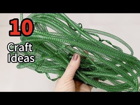 (1670) 10 Adorable Christmas DIY IDEAS with Dollar Tree Mesh Tubes | home decor 🎄🎅🏼❤️ - YouTube Mesh Tubing On Christmas Tree, How To Add Tubing To Deco Mesh Wreath, Crafts With Mesh Tubing, Mesh Tube Wreath Tutorial, Mesh Tubing Wreath How To Make, Mesh Tubing Bows, Deco Mesh Tubing Wreath, Tube Mesh Ideas, Tube Mesh Wreath