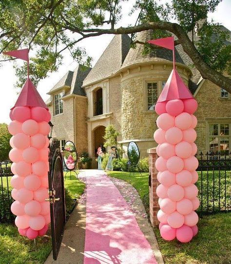 Princess Balloon Columns, Princess Balloon, Princess Tea Party Birthday, Princess Peach Party, Princess Balloons, Princess Birthday Party Decorations, Cinderella Birthday Party, Princess Theme Birthday, Disney Princess Birthday Party