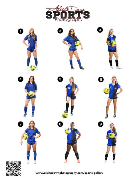 Posing guide of 9 soccer poses for players. Printable poster for volume sports photography. Youth Soccer Pictures, Soccer Player Workout, Soccer Photography Poses, Soccer Team Pictures, Team Picture Poses, Soccer Senior Pictures, Soccer Team Photos, Soccer Shoot, Soccer Senior Night