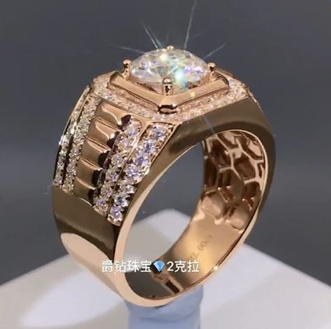 Diamond Ring Men, Ring Men Wedding, Luxury Diamond Rings, Rose Gold Mens Ring, Mens Ring Designs, Couple Ring Design, Mens Gold Jewelry, Mens Gold Rings, Gold Rings Fashion