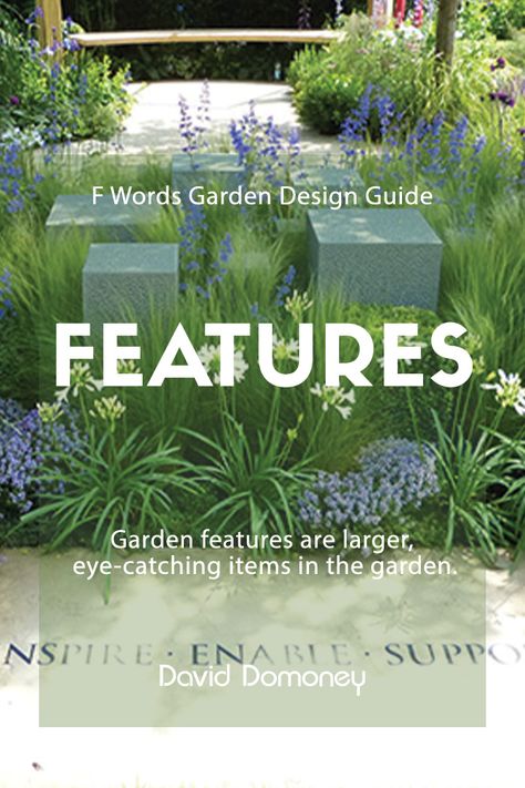 Garden features are larger, eye-catching items in the garden. Basically anything that’s not a floor, fence or plant! Some features are actually fixtures that you may want to disguise, while others add interest and focal points. Garden Features Focal Points, Patio Ideas Gazebo, Focal Point Garden, Fireplace Backyard, Garden Focal Point, Paradise Decor, Raised Pond, Dream Backyard Pool, Clematis Montana