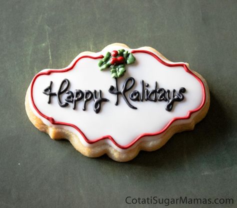 Happy Holidays Cookies Decorated, Cookie Tower, Holiday Cookies Decorated, Christmas Cookie Party, Winter Cookies, Cookie Connection, Iced Sugar Cookies, Winter Cookie, Plaque Cookies