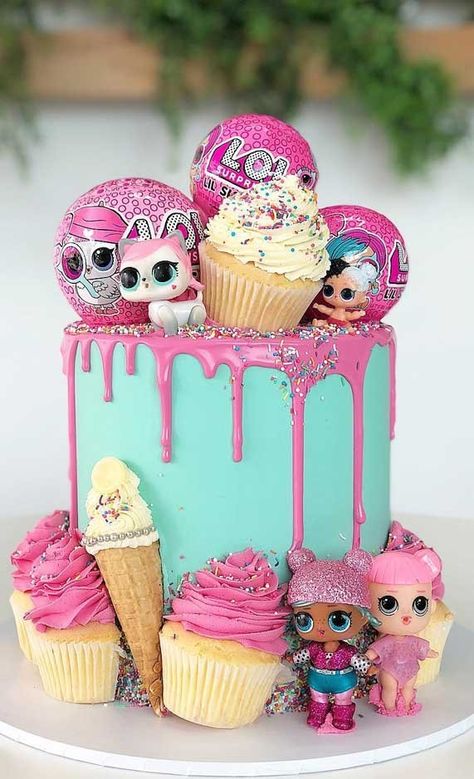 Surprise Birthday Cake, Suprise Birthday, Lol Doll Cake, Doll Birthday Cake, 7th Birthday Cakes, 7th Birthday Party Ideas, 6th Birthday Cakes, Surprise Cake, Funny Birthday Cakes