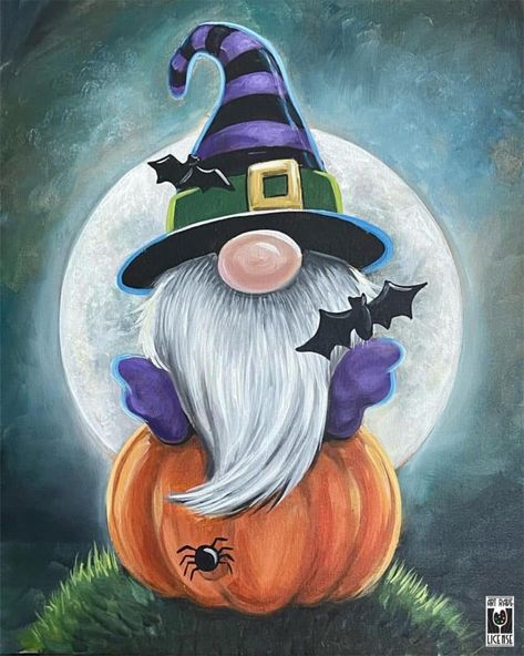 Halloween Gnome Halloween Gnome Painting, Gnome Painting, Halloween Canvas Paintings, Gnome Paint, Gnome Pictures, Fall Canvas Painting, Halloween Gnome, Fall Canvas, Halloween Painting