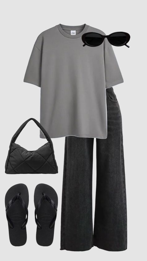 Summer cool 🖤 #cph #copenhagenstyle #outfitinspo #matildadjerf #filippzorz #aesthetic #flipflops #havaianas Gray Pants Outfit, Havaianas Outfit, Outfit Noir, Shuffles Summer, Casual Work Outfits Women, Summer Cool, Outfit Inspo Fall, Basic Outfits, Casual Style Outfits