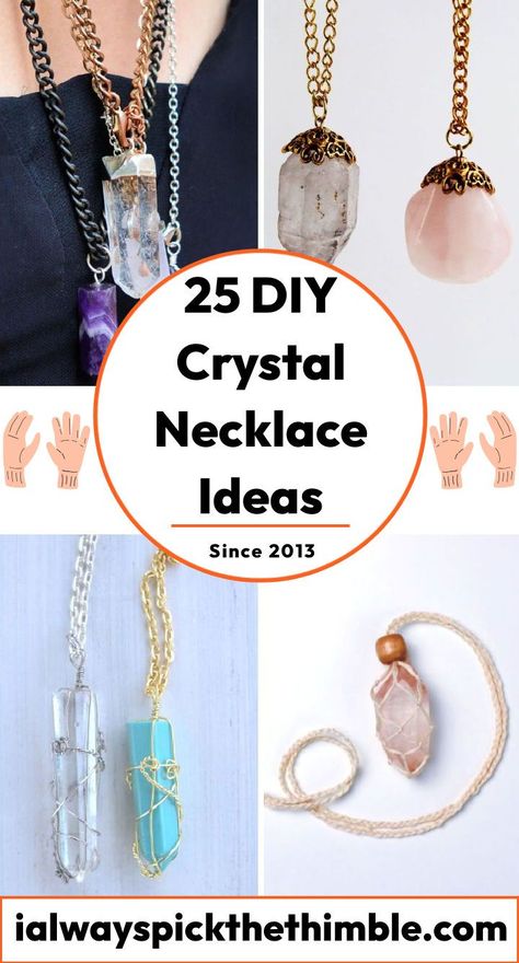 How To Turn A Rock Into A Necklace, Diy Gem Jewelry, Crystal Stone Necklace, Crystal Stone Holder Necklace, Crystal Bead Jewelry Ideas, Crystal Projects Diy, Making Crystal Jewelry, How To Make Your Own Jewelry, Crystal Pendant Necklace Diy