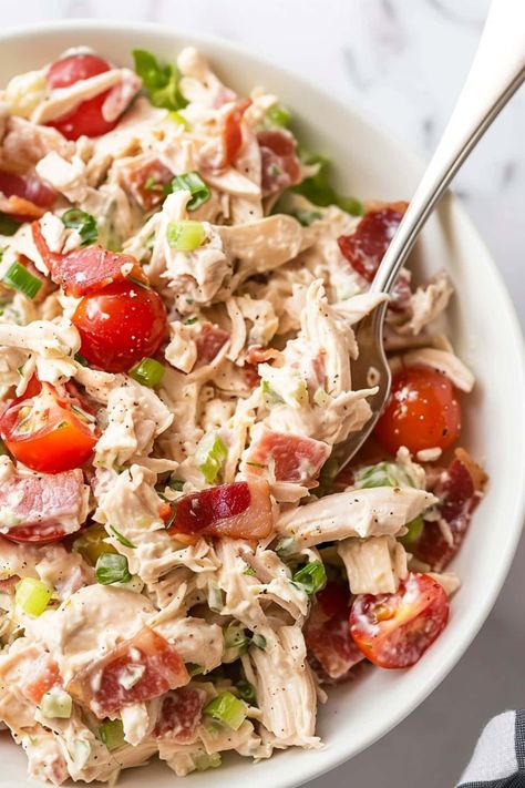 BLT Chicken Salad - Insanely Good Keto Blt Chicken Salad, Chicken Blt Salad Recipe, High Protein Blt Chicken Salad, Blt Chicken Salad Recipe, Healthy Blt Salad, Chicken Blt Sandwich, Chicken Salad Recipe Healthy, Salads With Chicken, Chicken Salad Keto