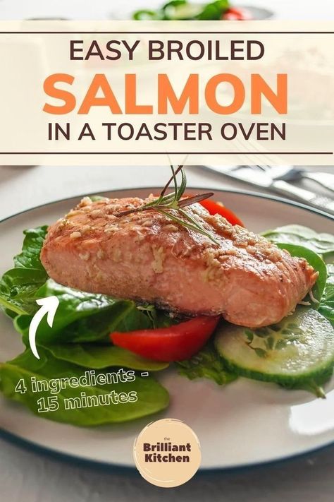 Salmon broiled in a toaster oven is sort of a secret weapon of mine: it is a delicate and interesting dish that is very controllable because of the way a toaster oven cooks. That means you can cook salmon to tender perfection every time.This recipe is pretty easy and fast, you can manage it in under 15 minutes. Find out the recipe at www.thebrilliantkitchen.com | dinner recipes Toaster Oven Cooking, Oven Salmon, Toaster Oven Recipes, Quick Chicken Dinner, Cook Salmon, Broiled Salmon, Baked Salmon Recipes, Salmon Dishes, Cooking Salmon