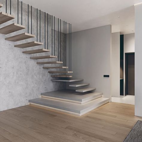 #modernflat #modernapartment #minimalistic #minimalism #minimalisticdesign #minimalisticinterior #moderninterior #moderndesign #modernarchitecture درابزين السلم, Staircase Interior Design, Modern Stair Railing, Staircase Design Modern, Interior Design Programs, Stairs Design Interior, Stairs In Living Room, Escalier Design, Interior Design Per La Casa