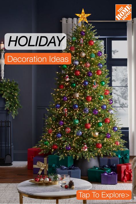 Whether you're a fan of cozy cottage charm or sleek modern aesthetics, there are endless holiday decor possibilities to suit your personal style. With The Home Depot as your go-to source for Christmas decorations, finding the perfect pieces to complement your year-round home decor is a breeze. From traditional red and green accents to elegant metallic hues, you'll discover a wide array of options that will make your rooms come alive with holiday spirit at The Home Depot. Tap to shop. Decor Ideas For Christmas, Simple Holiday Decor, Pretty Christmas Decorations, Tree Inspiration, Plaid Christmas Decor, Christmas Tree Decorating Themes, Rustic Holiday Decor, For Christmas Decorations, Christmas Accents