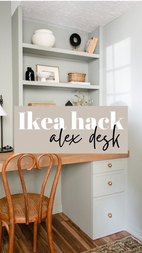 jyll_mackie on Instagram: IKEA ALEX DESK HACK Assemble your @ikea Alex drawers. Cut 1/4” hardboard to the following dimensions (this is for the drop file drawers… Ikea Desk Makeover, Ikea Alex Hack, Alex Drawer Hack, Ikea Alex Desk Hack, Ikea Corner Desk, Pretty Home Office, Diy Built In Desk, Ikea Office Hack, Alcove Desk