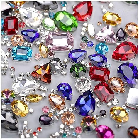 Amazon.com: Sew On Rhinestones, Choupee 130PCS Sew On Glass Rhinestone Metal Back Prong Setting Sewing Claw Rhinestone Mixed Shapes for Costume, Clothes, Garments, Dress, Earring, Belt and Shoes Diamond Clothing, Rhinestone Wedding Dress, Rhinestone Outfit, Diy Trim, Kraf Diy, Wedding Dress Shoes, Knitting Supplies, Rhinestone Wedding, Sewing Trim