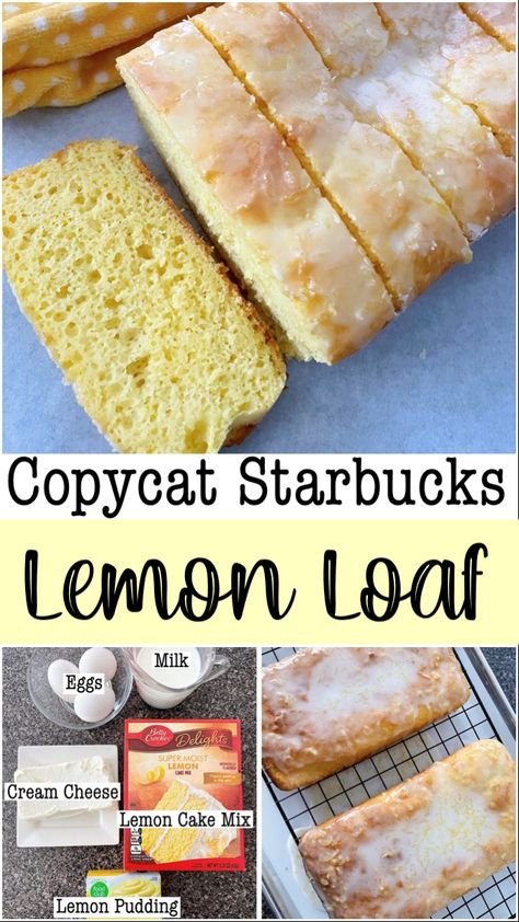 Copycat Starbucks Lemon Loaf All Recipes, Copycat Starbucks Lemon Bread, Star Bucks Lemon Loaf, Starbucks Lemon Bread Recipe, Lemon Bread Machine Recipes, Food Dolls Lemon Loaf, Copycat Starbucks Lemon Loaf Cake Mixes, Starbucks Lemon Loaf Box Cake, Easy Lemon Loaf Recipes