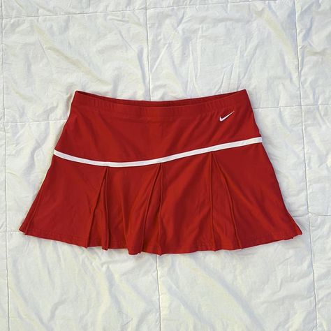 Red Nike team club dry fit tennis skort... - Depop Sport Skort Outfit, Red Nike Skirt, Tennis Clothing, Vintage Tennis Outfit, Cute Tennis Outfits, Red Tennis Skirt Outfit, Casual Red Sports Skort, Vintage Nike Skirt, Red Sporty Skort For Sports