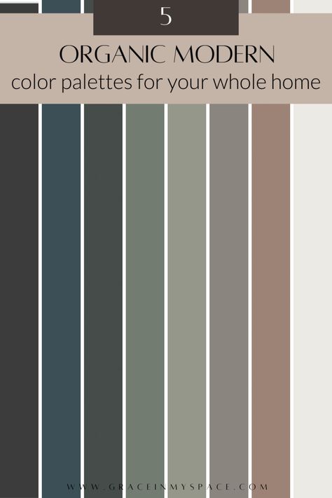 Earth Tone Color Palette Interior Design, Color Palette Modern Farmhouse, Living Room Design Color Schemes, Organic Modern Color Scheme, Modern Organic Sherwin Williams, Natural Paint Palette, Modern Rustic Colour Palette, Modern House Colour Palette, Modern Bedroom Palette