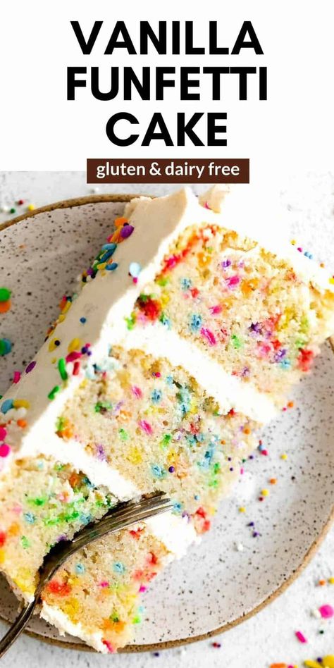 Dairy Free Funfetti Cupcakes, Gluten Free Dairy Free Cupcakes Easy, Wheat Free Cake, Gluten Free Dairy Free Funfetti Cake, 6 Inch Gluten Free Cake Recipe, Dairy Free Rainbow Cake, Dairy Free Cake Mix Recipes, Homemade Vegan Dessert, Best Dairy Free Cake