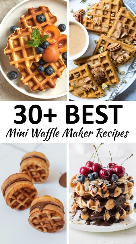 Mini waffle maker recipes pin. My Mini Waffle Maker Recipes, What Can You Make With A Mini Waffle Maker, Cooking In Mini Waffle Maker, Mini Waffle Sandwiches, Mini Waffle Breakfast Ideas, Waffle Maker Desserts, Breakfast Ideas Waffle Maker, What To Make In A Mini Waffle Maker, Recipes Using Mini Waffle Maker