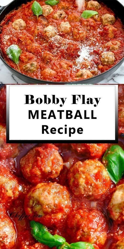 These baked Bobby Flay Meatballs are so juicy, tender and delicious. Easy Recipes Beef, Bobby Flay Meatballs, Portuguese Plates, Best Italian Meatball Recipe, Homemade Italian Meatballs, Makanan Rendah Kalori, Sauce Spaghetti, Italian Meatballs Recipe, Best Meatballs