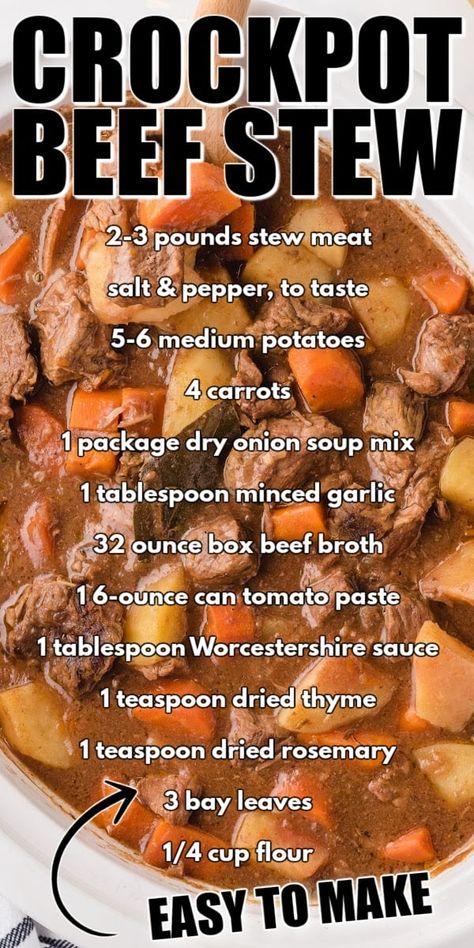 Crockpot Beef Stew Recipe, Homemade Beef Stew Recipes, Crockpot Beef Stew, Easy Beef Stew Recipe, Hearty Stew, Crockpot Recipes Beef Stew, Easy Beef Stew, Homemade Beef Stew, Pasta Al Pesto