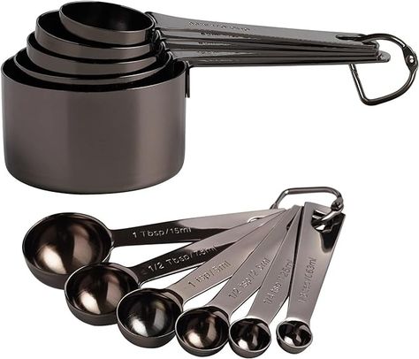 Amazon.com: 16 Pcs Stainless Steel Measuring Cups and Measuring Spoons Set, Heavy Duty Metal Measuring Cups and Spoons for Kitchen Cooking Baking Includes 5 Cups, 6 Tbsp Tsp Spoons & 5 Mini Spoons(BLK): Home & Kitchen Gift Basket Business, Copper Measuring Cups, Dry Measuring Cups, Stainless Steel Measuring Cups, Measuring Cups And Spoons, Measuring Cups & Spoons, Measuring Cups Set, Measuring Cup, Stainless Steel 304