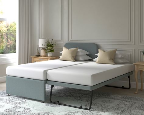 Beautiful Trundle Beds | The Headboard Workshop Bedroom Design Advice Blue Beds, Headboard Inspiration, Trundle Beds, Blue Headboard, Beds Uk, Trundle Mattress, Blue Bed, Superking Bed, Kids Headboard