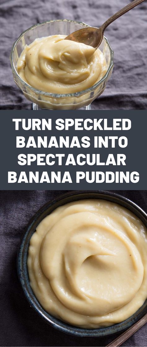 Turn Speckled Bananas Into Spectacular Banana Pudding | Served warm or cold, this banana-infused custard is a new way to use up those ripe bananas on the kitchen table.  #desserts #dessertrecipes #sweettooth #seriouseats #recipes Recipes For Soft Bananas, Quick Recipes With Bananas, No Cook Banana Recipes, Recipe For 2 Bananas, Recipes With Lots Of Bananas, What To Do With Old Bananas Easy, Banana Pudding For One, Banana Extract Uses, Recipes That Use Ripe Bananas