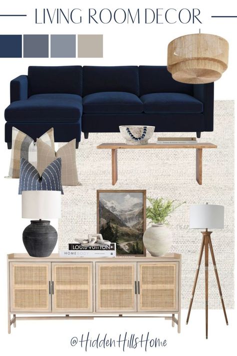 Navy Sofa Living Room, Blue Couch Living, Blue Sofa Living, Blue Sofas Living Room, Blue Couch Living Room, Navy Living Rooms, Blue Couch, Blue Living Room Decor, Beige Living Rooms