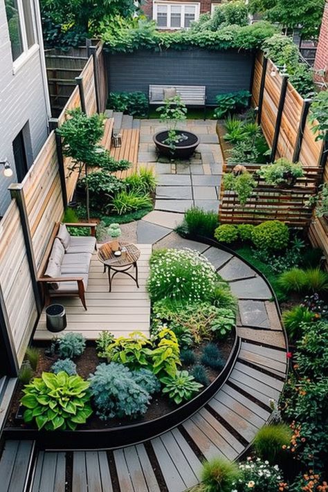 Maximize the potential of a small backyard with smart design strategies. New Garden Design, Outdoor House Garden, Garden Open Space, Small Outdoor Garden Ideas Backyards, Small Garden Seating Area Ideas, Small Rectangle Garden Design, Small Outdoor Area Ideas, New Build Garden Transformation, Smart Garden Ideas