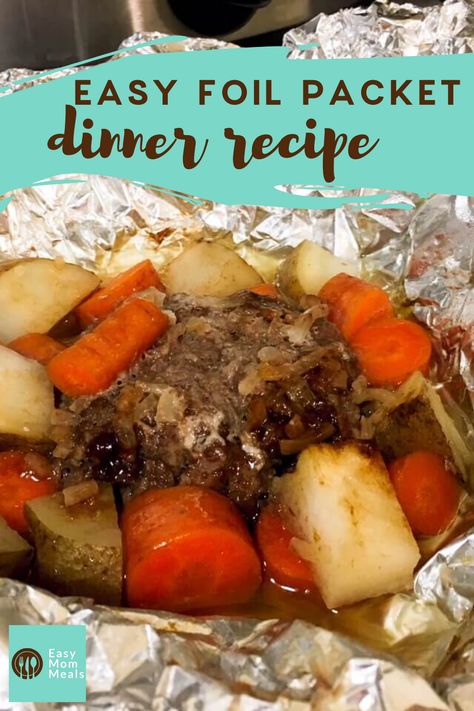 These great comfort food hobo dinner foil packet dinners are great for making in the oven, on the grill, or over the campfire. Made with ground beef and veggies they cook up easily and are fully customizable for each person, perfect for kids and picky eaters. Moms will love this easy mom meal. #easymommeal #hobodinner #foilpacket #hamburger #groundbeef Hobo Meals, Hobo Dinner Recipes, Foil Packet Recipes, Tin Foil Meals, Tin Foil Dinners, Mom Meals, Hobo Dinners, Foil Pack Dinners, Foil Packet Dinners