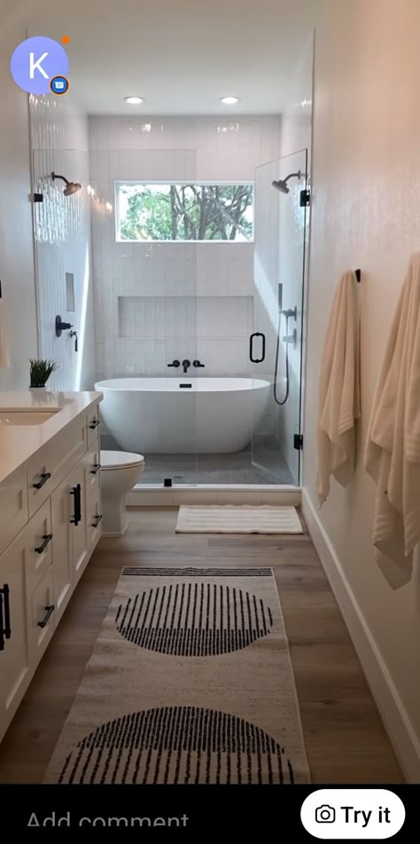 Narrow Bathroom Layout, Master Bath Layout, Small Master Bath, Wet Room Bathroom, Full Bathroom Remodel, Large Bathroom, Wet Room, Bathroom Redesign, Master Bath Remodel